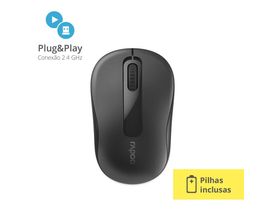 Mouse Rapoo 2.4 ghz Black s/ Fio Pilha Inclusa M10 - RA007X [Reembalado]