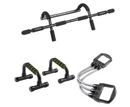 Combo Superiores - Expansor Fitness, Apoio Para Flexão e Barra de Exercícios com Fixação Atrio - ES240K